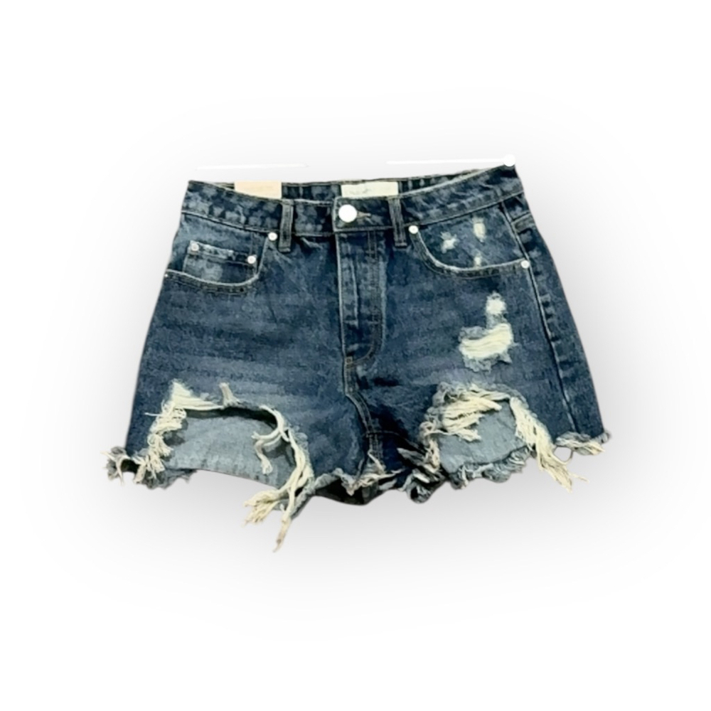 NWT ban.jara Women’s Super High Rise Loose Fit Denim Shorts Size 7/27 Distressed - Picture 5 of 8
